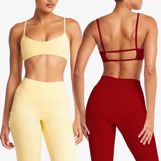 Sexy Bra High Waist Leggings Two Piece Sports Suits Workout Outfits Naked Feeling Yoga Set for Women