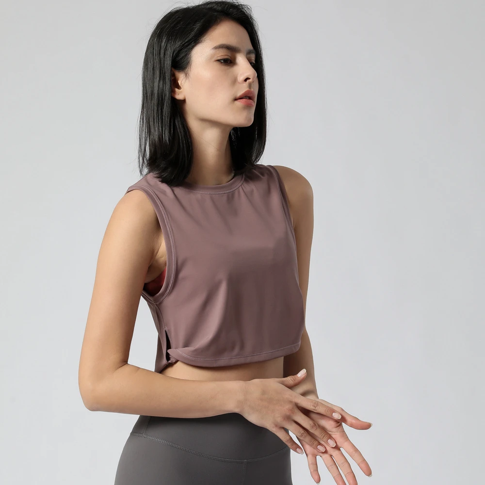 Fitness Yoga Wear High Neck Round Neck Hot Selling Summer Loose Sport Vest With Special Design tank Top Women
