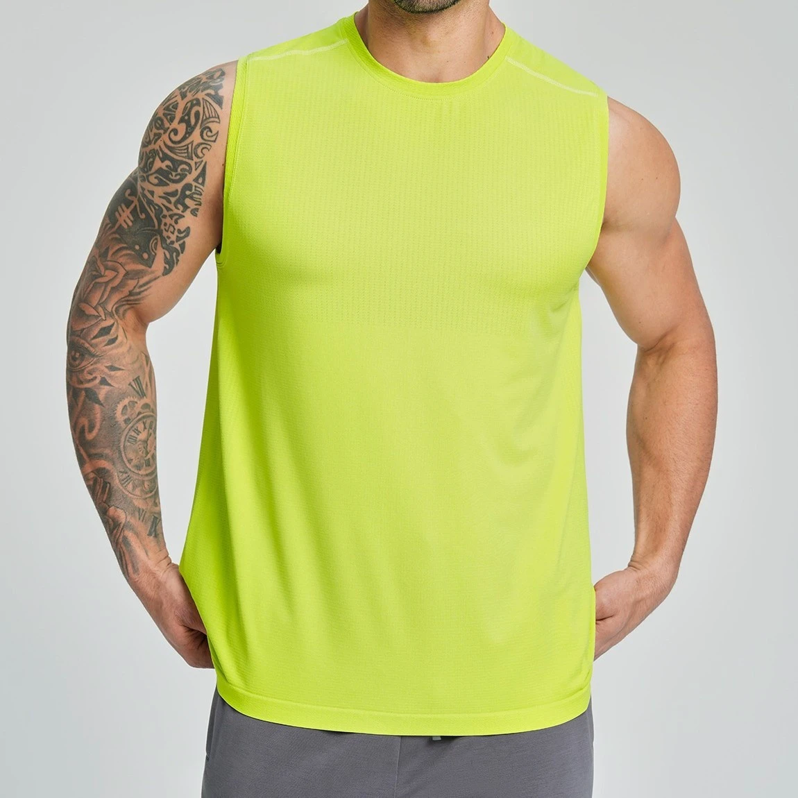 Cross-border Men's Seamless Sporty Quick-drying Breathable Moisture Wicking Vest Yoga Running Sleeveless Top 1176