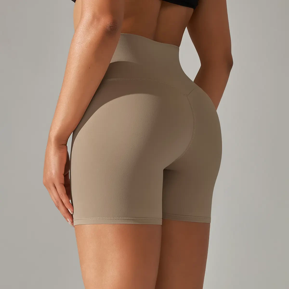 Women's High Waist Elastic Three-quarter Yoga Shorts Pockets Spring Summer Running New Solid Color Fitness Sports Workout Shorts