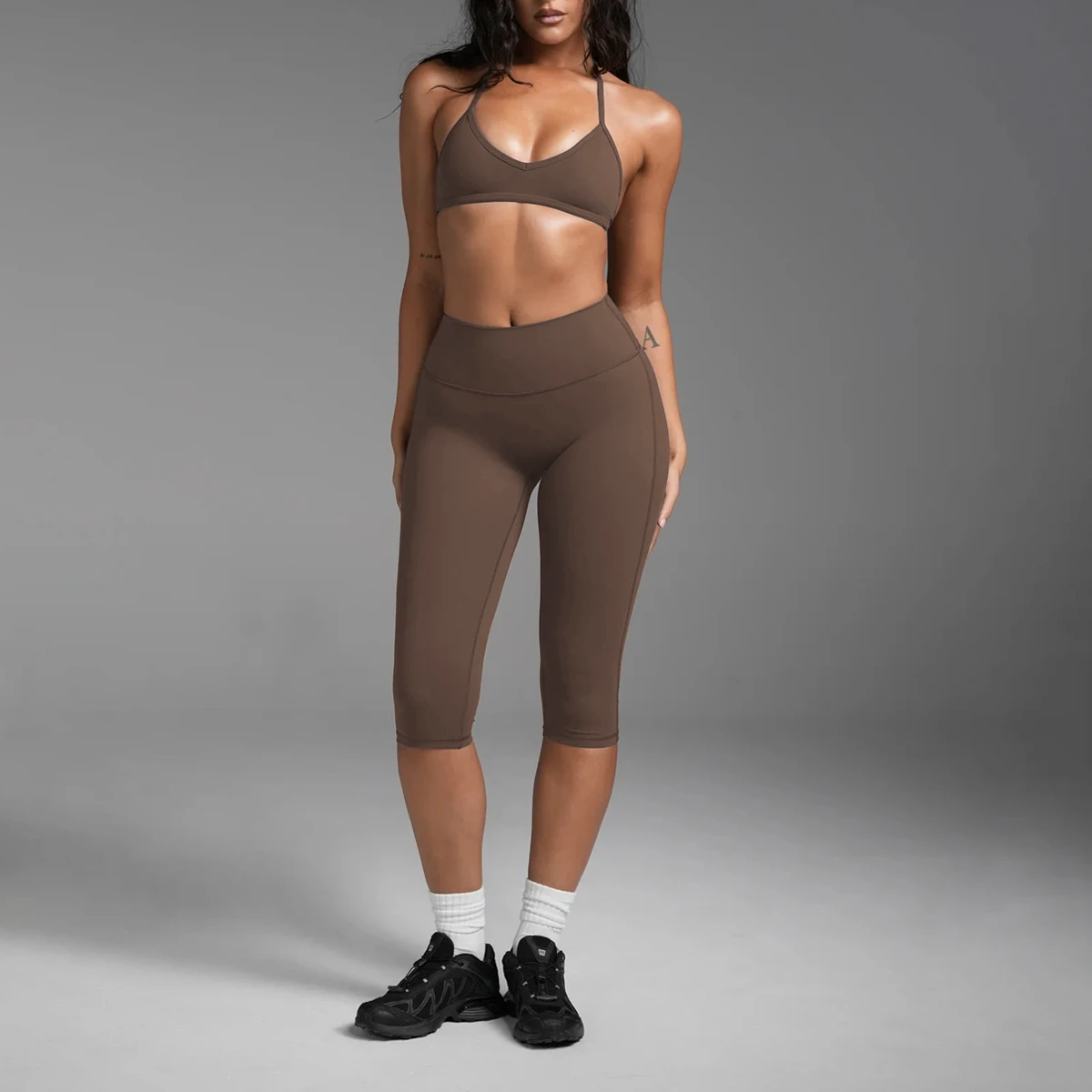 XW-YY244-4 Wholesale Women Gym Fitness Workout Set Custom Style Fabric Girls Pilates Sports Clothes Solid Girl Women Avctivewear