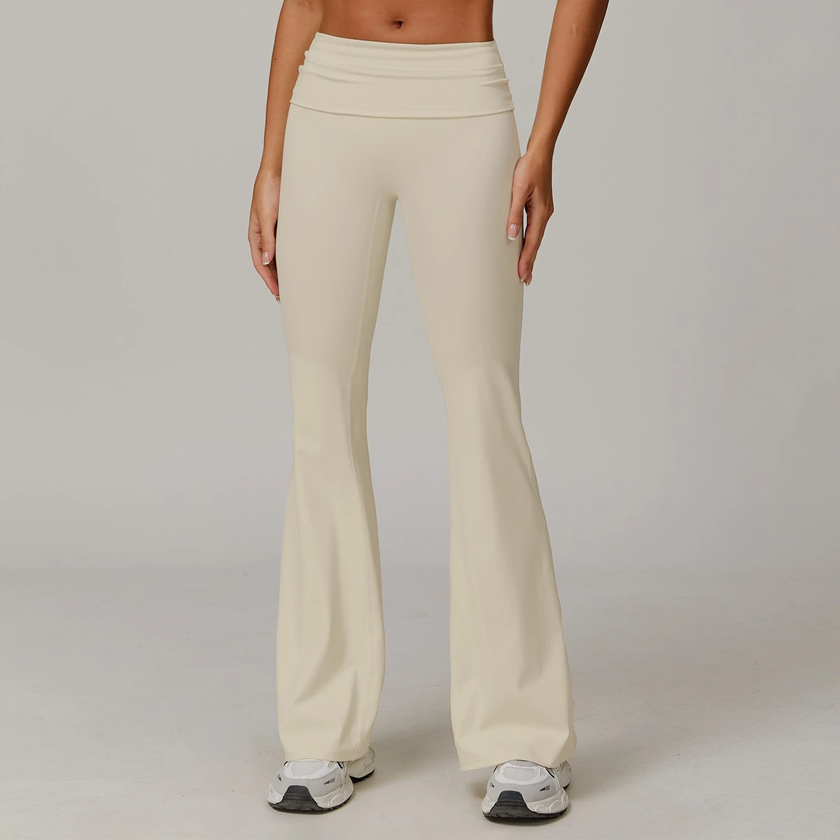 Wholesale High Waisted Tall Plus Size Fold Over Butt Lifting Flared Sports Yoga Gym Leggings for Women