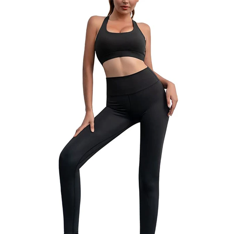 Stylish Yoga Set created with high waist leggings seamless stretch construction breathable cotton blend and matching fitted top
