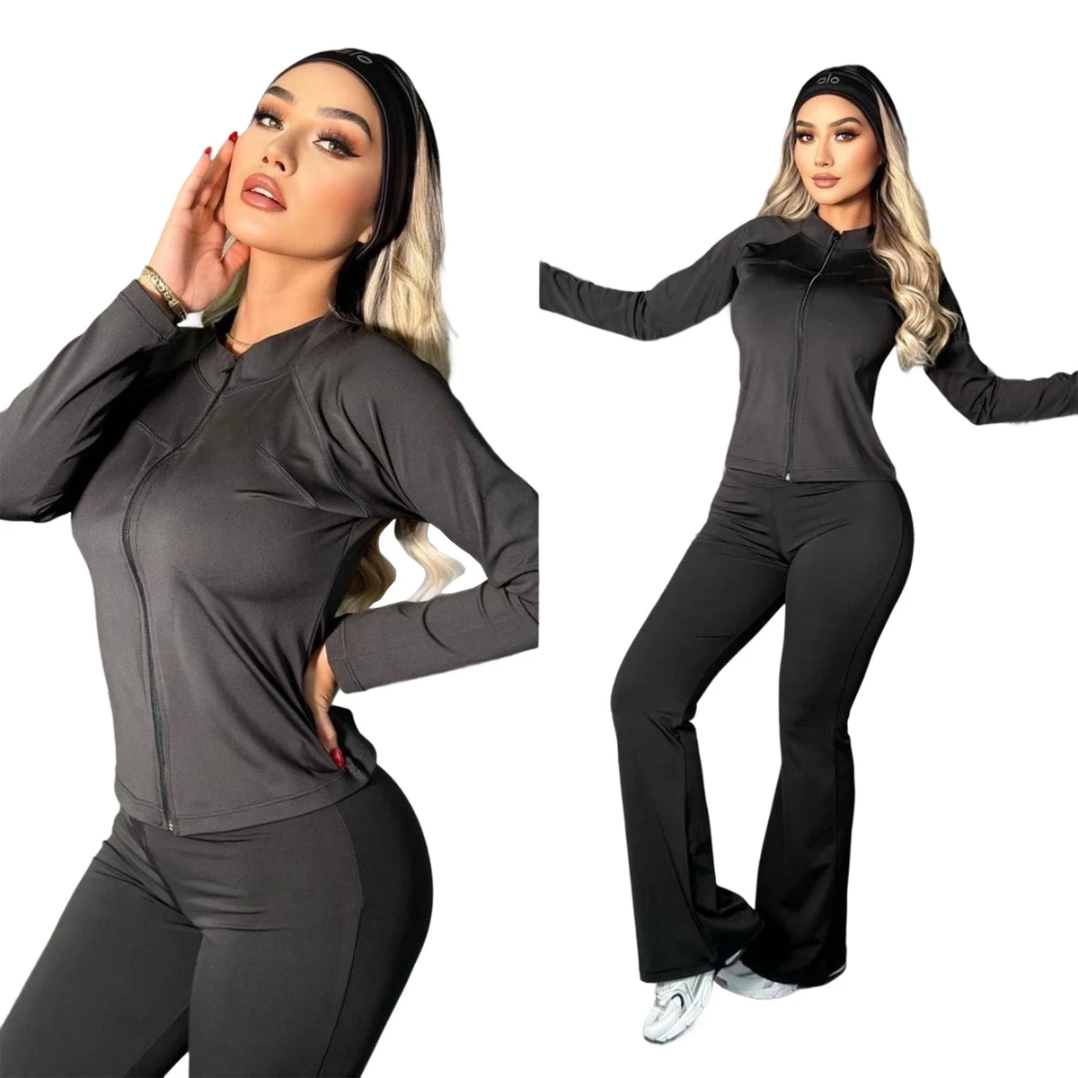 Brand Designer logo Fashion Yoga Suit Solid Color Wrinkle Resistant High Elasticity Fitness and Leisure Running Set 2-piece Set