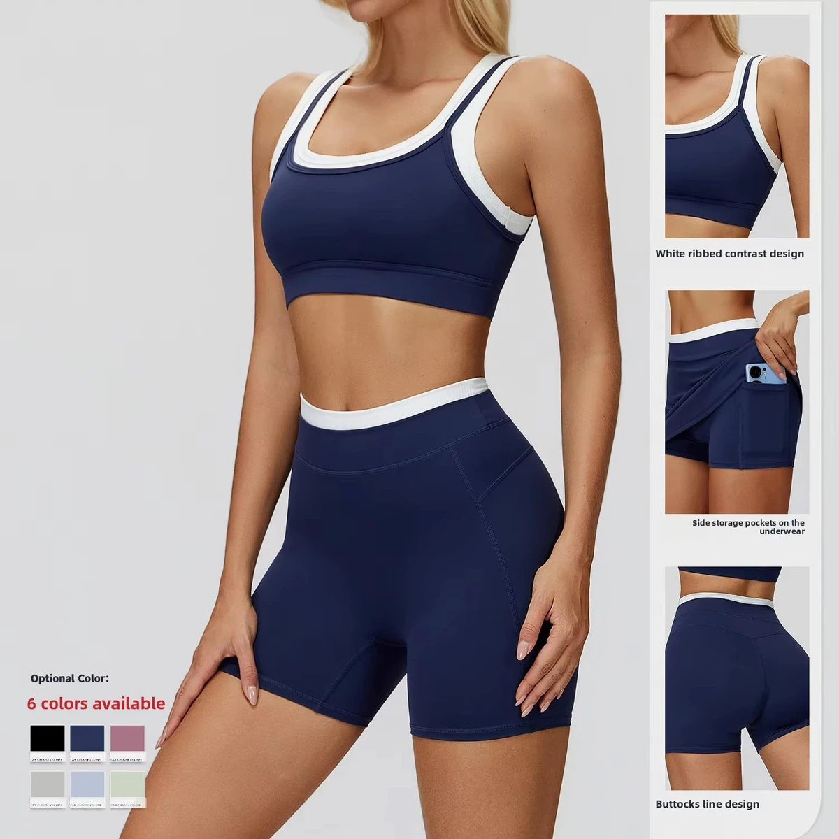 Under Lulu Ribbed Seamless Workout Set Female 2 Piece Gym Clothing High Waist Leggings Push up Bra Squat Proof Running Training