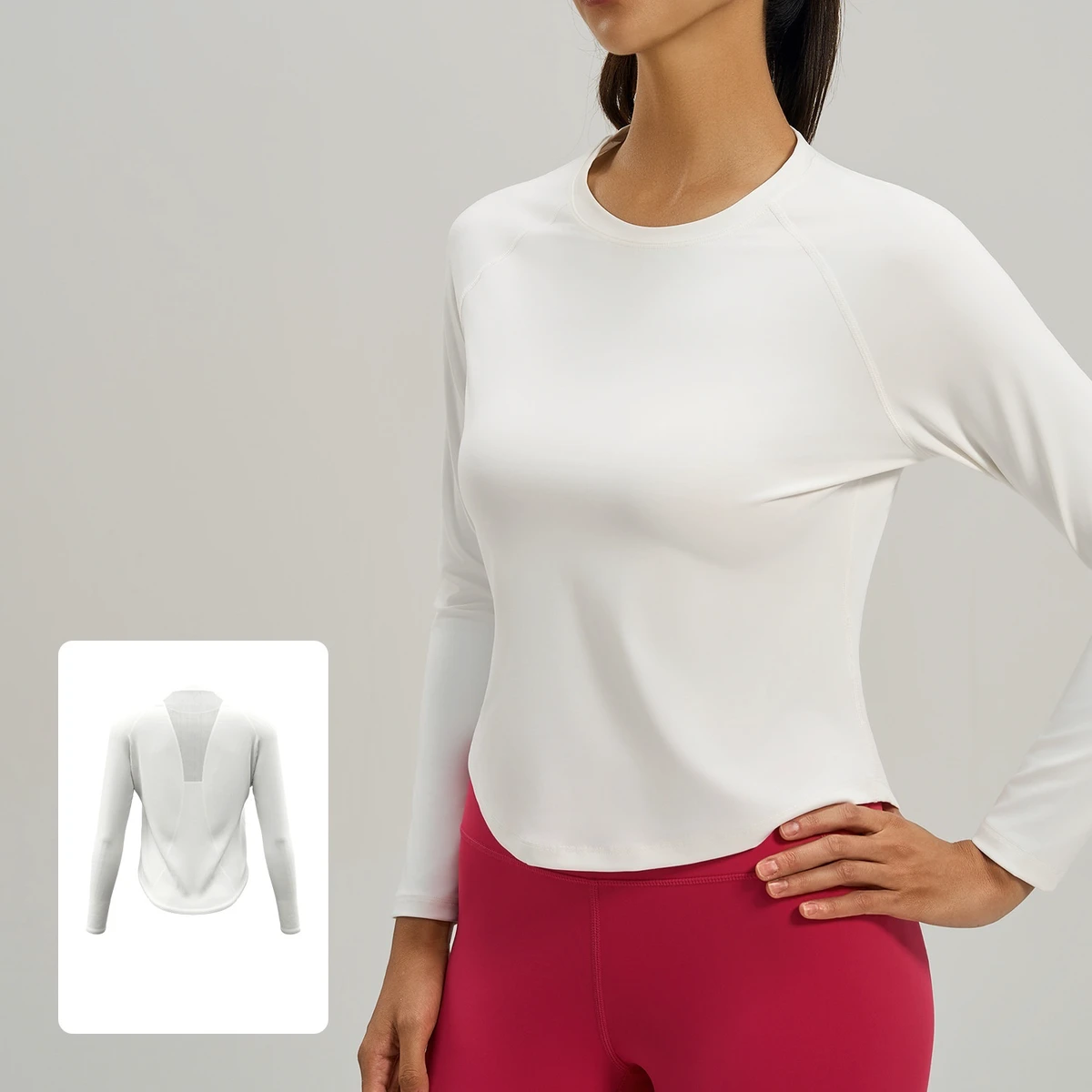 Fitness Clothing Women'S Custom Long-Sleeve Breathable Skinny Back Mesh Front Sports Yoga Top Crew Neck