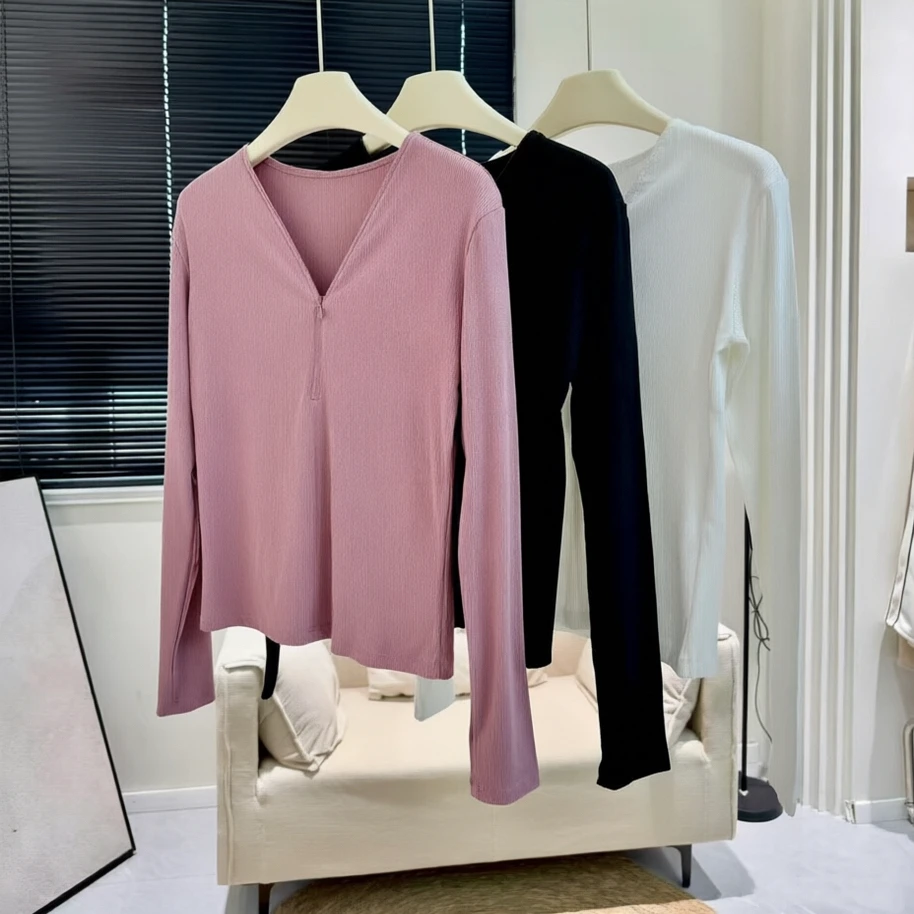Women's Long Sleeve V Neck Yoga Top Slim Fit Solid Sportswear Gym Fitness Running Workout T-Shirt Wholesale