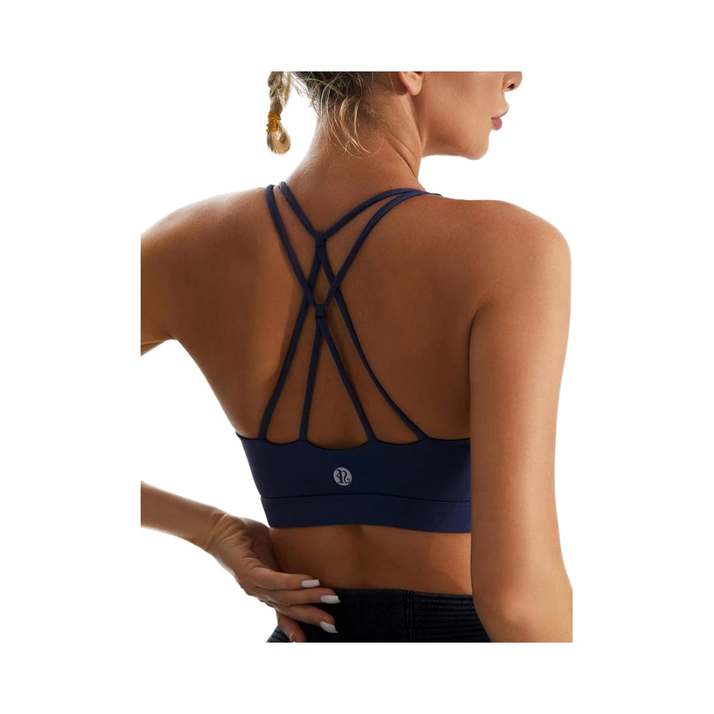 RUNNING GIRL Women's Breathable Padded High Support Longline Sports Bra with Crisscross Back for Yoga & Workout 100% Nylon