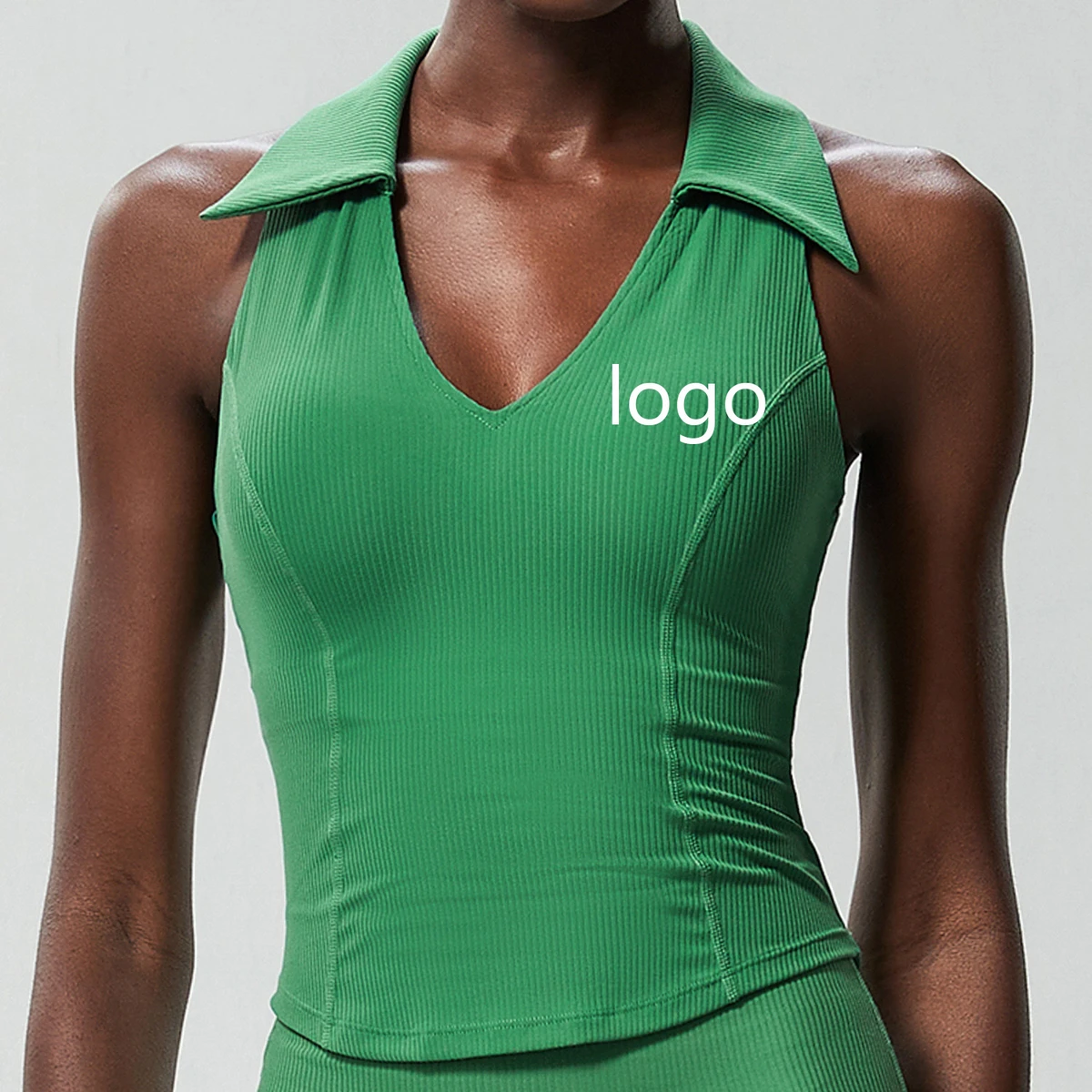 Women's Lightweight Breathable Sports Vest Yoga Tank Top V-Neck Quick-Drying Outdoor Fitness Bra for Running Custom Logo