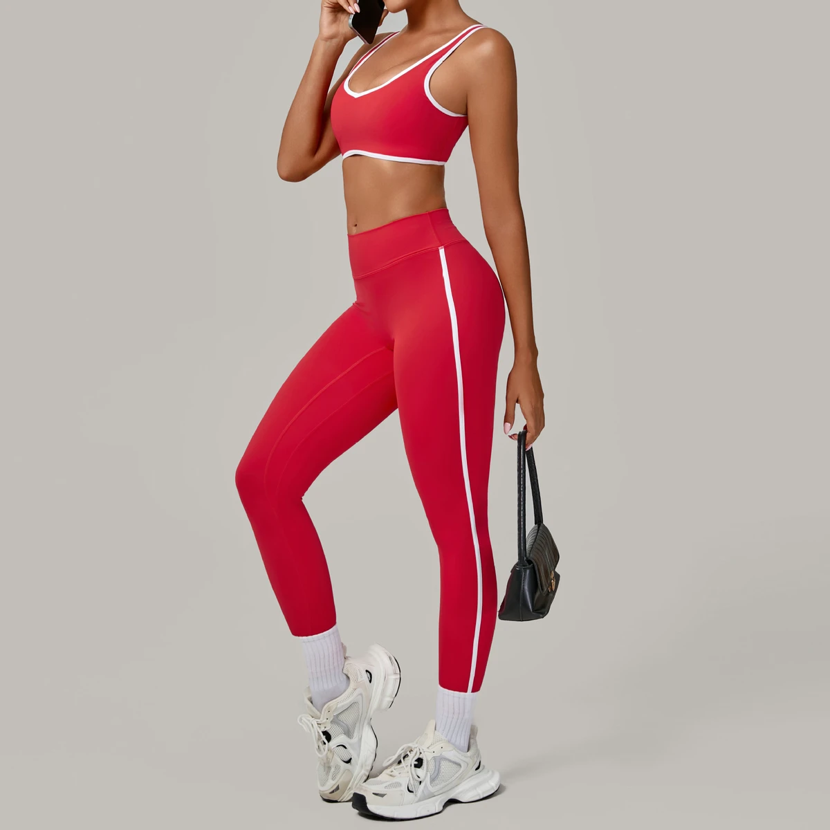 Wholesale Custom Logo Trim Nude-Feel Yoga Set Beautiful Back Tight-Fitting Quick-Dry Fitness Wear Outdoor Sports 2-Piece Set