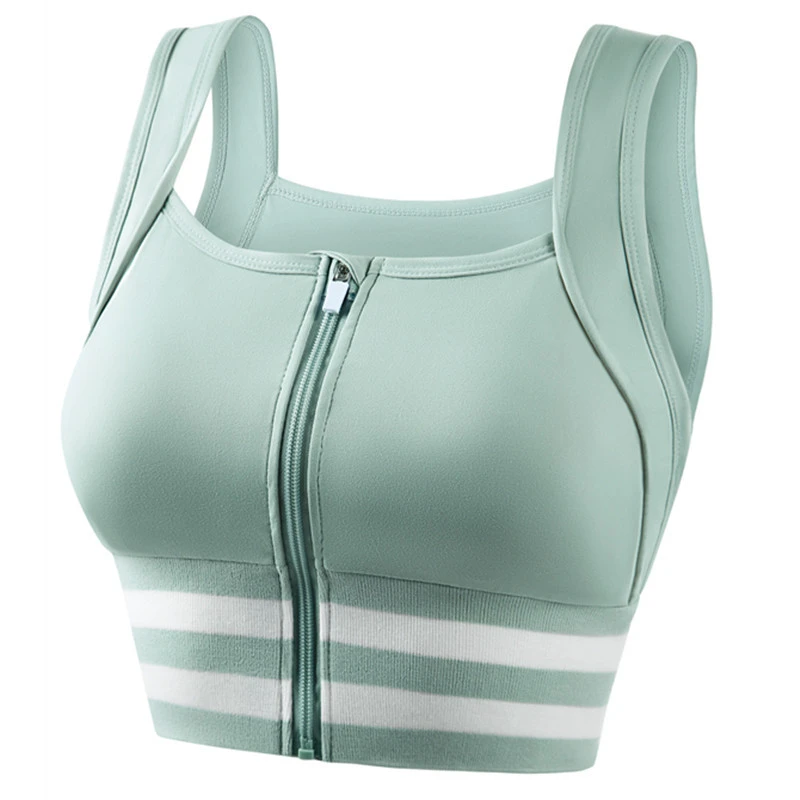 High-impact Wire Free Sports Bra Shock-absorbing Yoga Underwear Front Zipper Running Fitness Vest Seamless Enhances Back Lifts