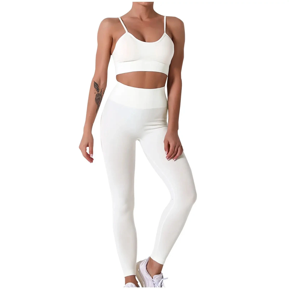 Premium Quality 2 Pieces White Hot Yoga Set Gym Sports Wear Bra High Waist Shorts Workout Set Seamless Custom logo Sports Set