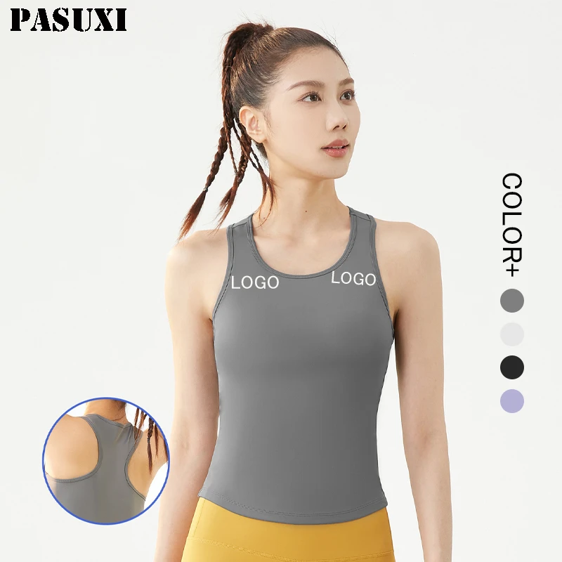PASUXI Custom Ladies Activewear Workout Breathable Round Neck Sleeveless Tops Sports Yoga Vest Fitness Tank Tops for Women