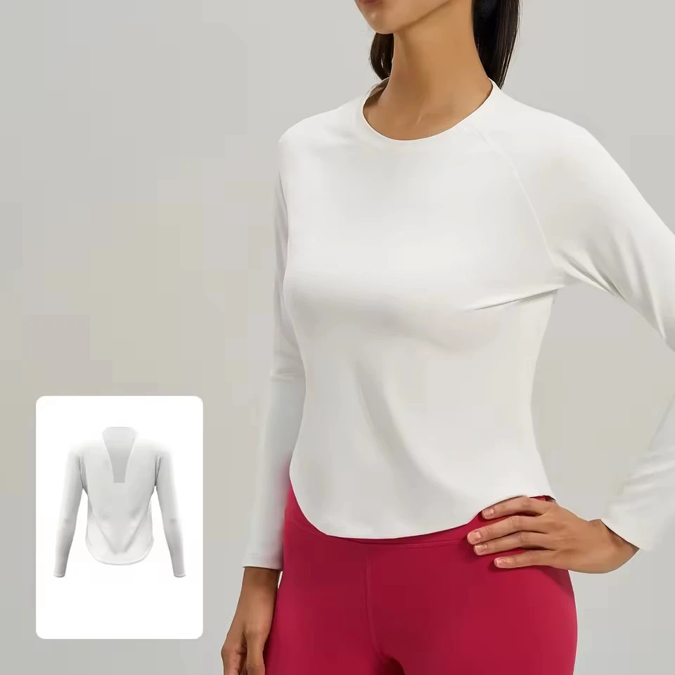 JYT0110 Loose Back Mesh Sports Long Sleeved T-shirt for Training Running Breathable Yoga Fitness Clothes for Women
