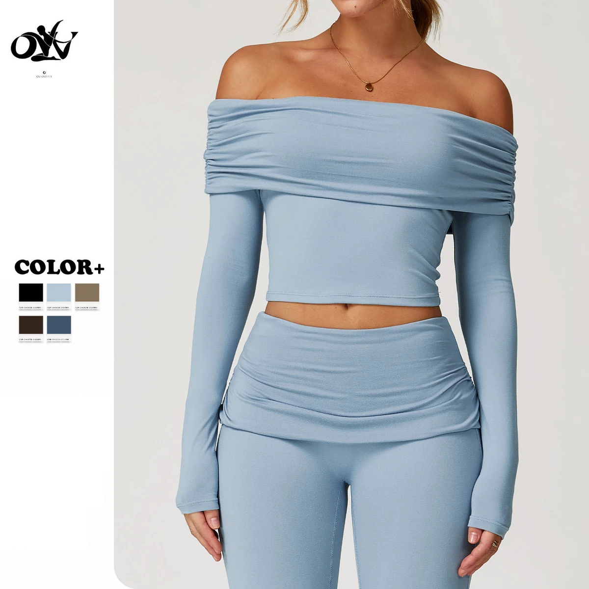 Sexy Casual Long Sleeve Women's Sportswear One-shoulder Fashionable Fitness & Yoga Wear Quick-drying Breathable Soft Sports Top