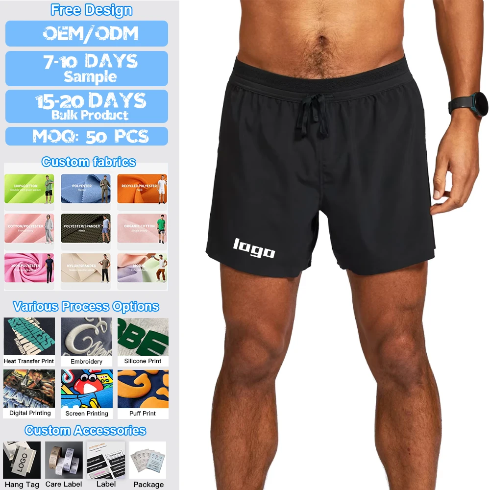 Wholesale 5 Inch Inseam Shorts Men High Quality Gym Casual Hidden Pocket Design Quick Dry Breathable Athletic Training Bottoms