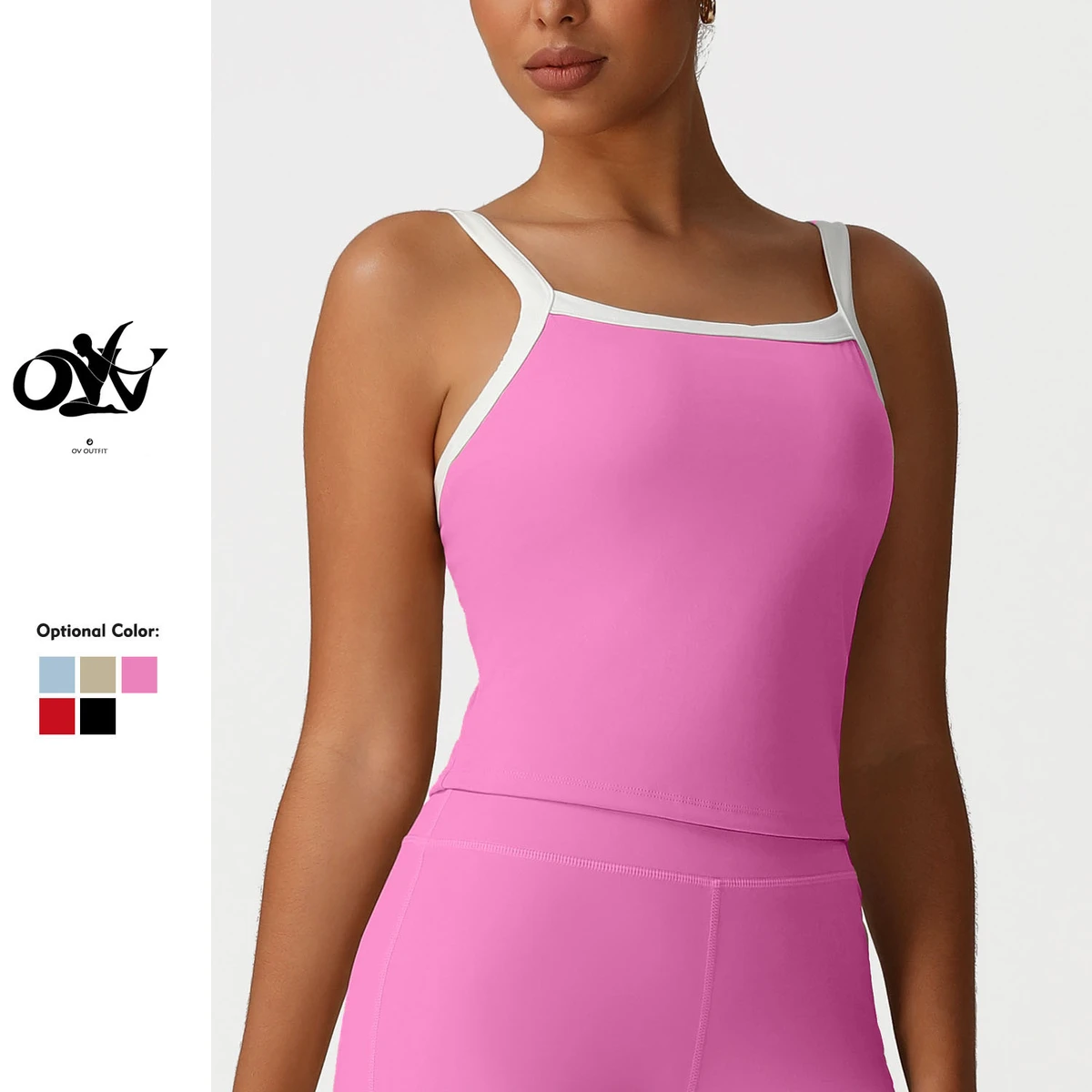 Color Blocking Sleeveless Casual Comfortable Yoga tank Top with Bra Sweat-wicking Quick-drying Breathable Women's Sports Top