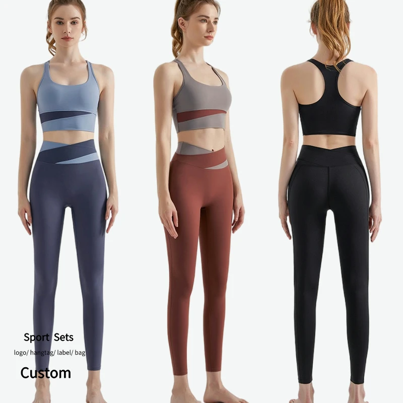 Women's Clothes Fitness Yoga Sports Sets Shockproof Push up Bra Crossed High Waist Leggings Sets Women Quick Dry Workout Set