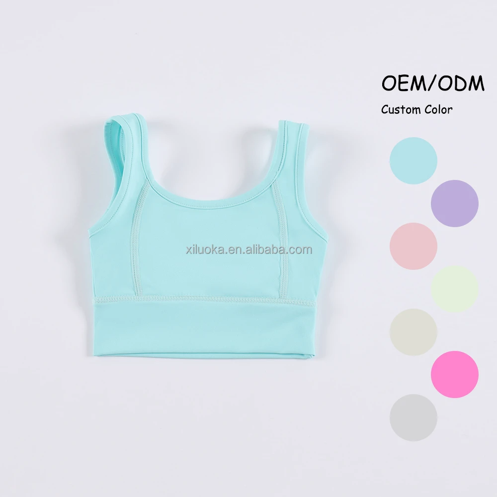 Breathable Kids Girl Yoga Crop Tank For Sports Training Gym Low Moq Spandex Nylon Children Activewear Quick Dry Baby Sportswear