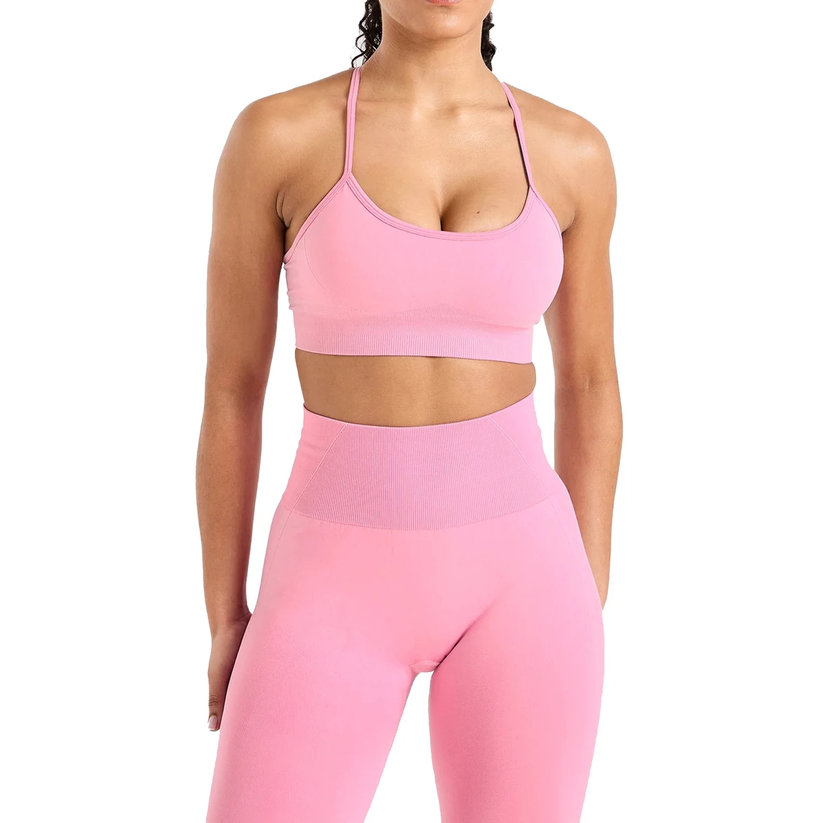 Wholesale Women Sports Bra High Support Comfortable Nude Sports Yoga Bra Pink Color Manufactures