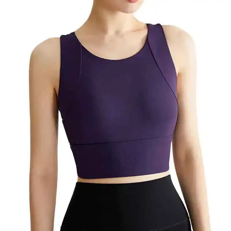 Adult Size Lightweight High Support Seamless U Neck Solid Color Quick Dry Women's Gym Sports Fitness Bra
