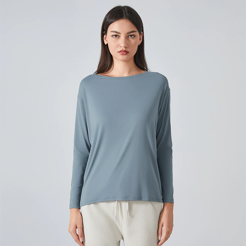 Wholesale Women's Breathable for Slim Fit Long Sleeve V-Neck Yoga Fitness Training Top