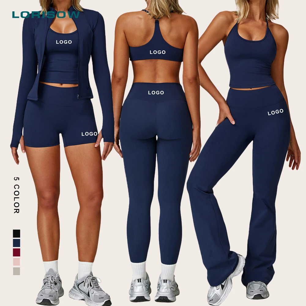 LORISOW Manufacturers Premium Women's Sportswear Sports Bra And Gym Pants Flare Leggings 5 Piece Workout Sets For Women