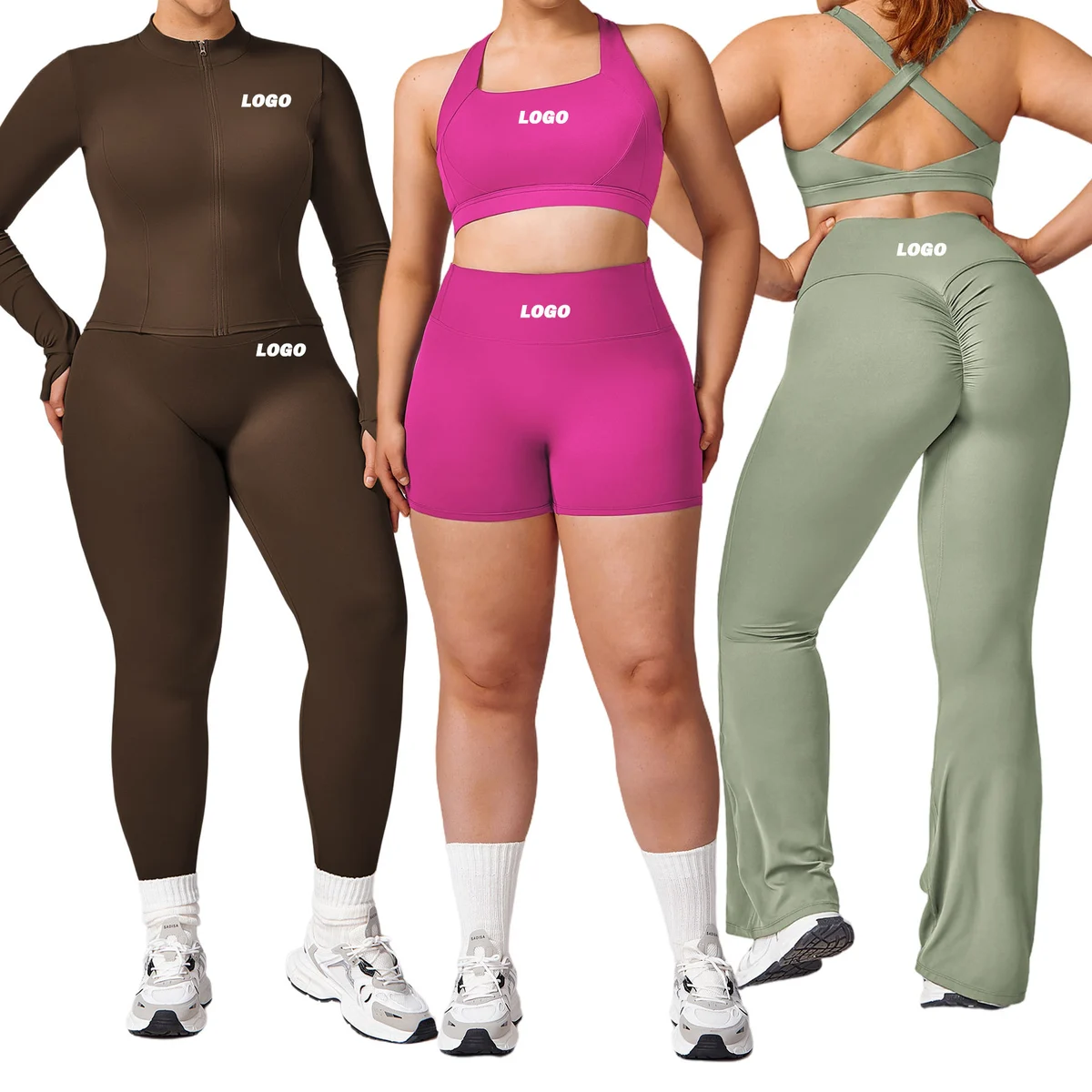 5PCS Women Custom Plus Size Activewear Outdoor Running Sports Bra Sets Leggings Fitness Wear Quick Dry Yoga Short Suits