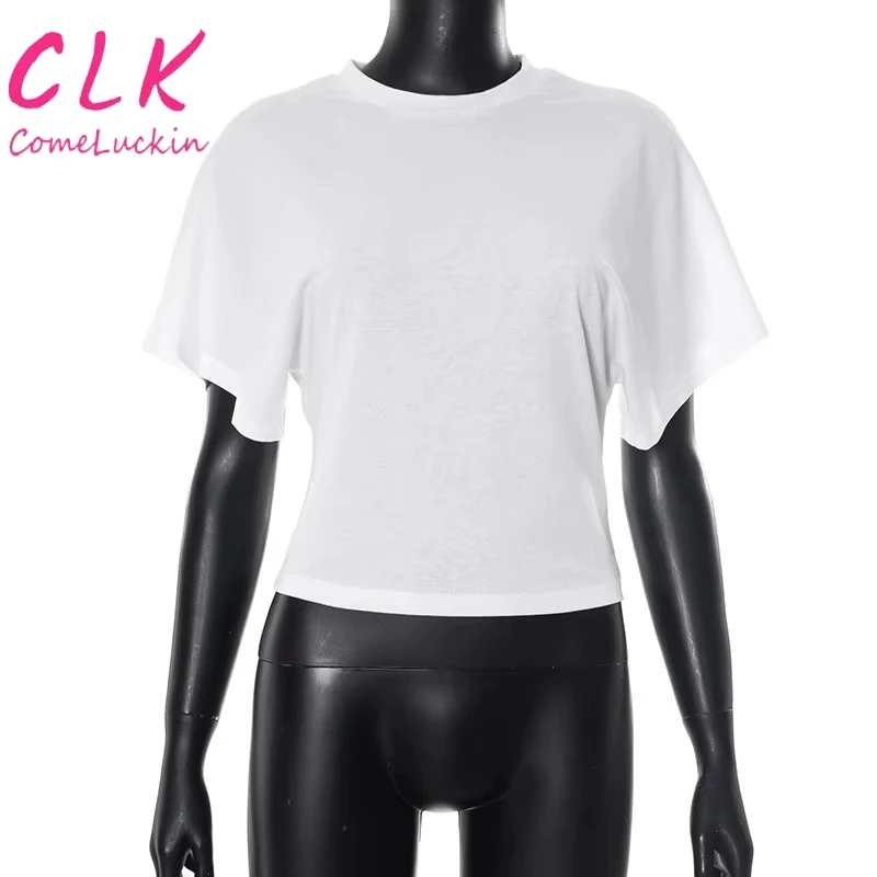 Summer New Fashionable Solid Color Round Neck Slimming Design Short Sleeved Women's T-shirt Custom LOGO Street Casual T Shirt