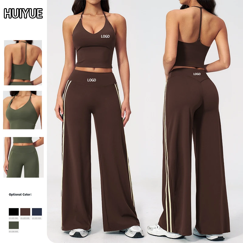 Women Fitness Wear V-neck Solid Full Length Women's Yoga Suit Quick-drying Sports Fitness 2-Piece Set