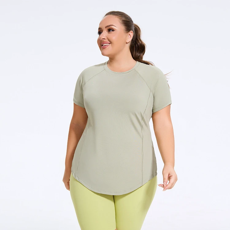 Plus Size Women's Solid T-Shirt Quick-Drying Breathable Slimming Fitness Top for Running Yoga Four-Way Stretch Workout Printed