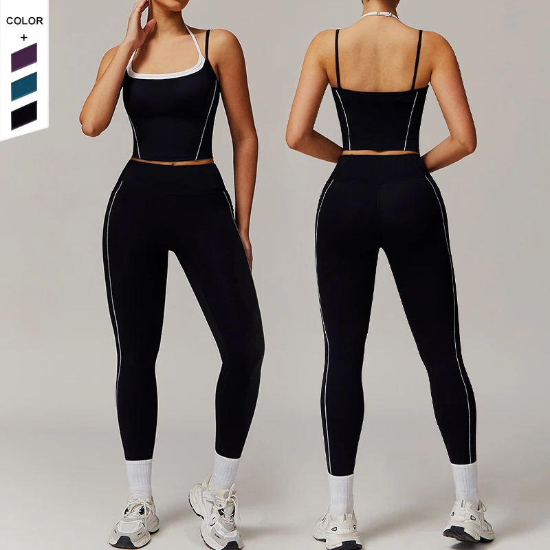 2025new Trend False Two Piece Beauty Back Breathable High Waist Hips Lift Gym Suits for Women Running Fitness Yoga Sets