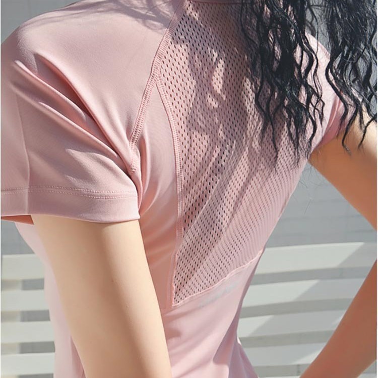 Summer Sports Short-Sleeve Women's Quick-Dry Yoga Shirt Slim-Fit Slimming Fitness T-Shirt Running Training Top Spandex/Polyester