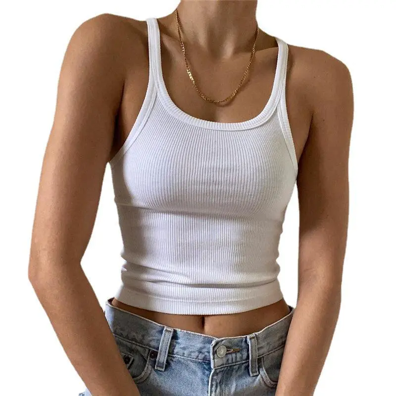 Woman All-match Women Camisole Tops Sleeveless Cotton Tank Top Breathable Knitted Ladies Yoga Gym Ribbed Women Tank Tops