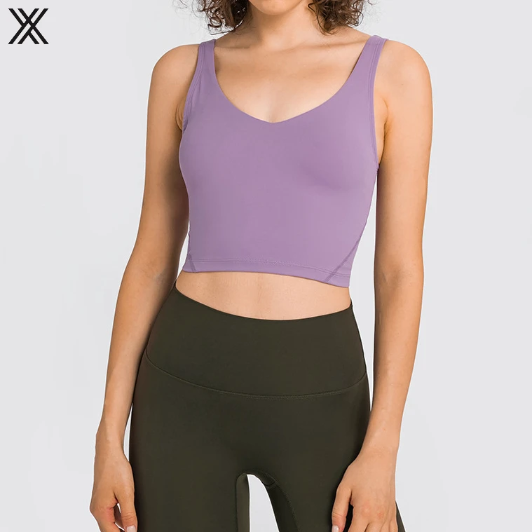 Classic Comfortable Solid Color U Back Sports Vest Fitness Clothes Women Sports Tank Top for Running High-Impact Support Top