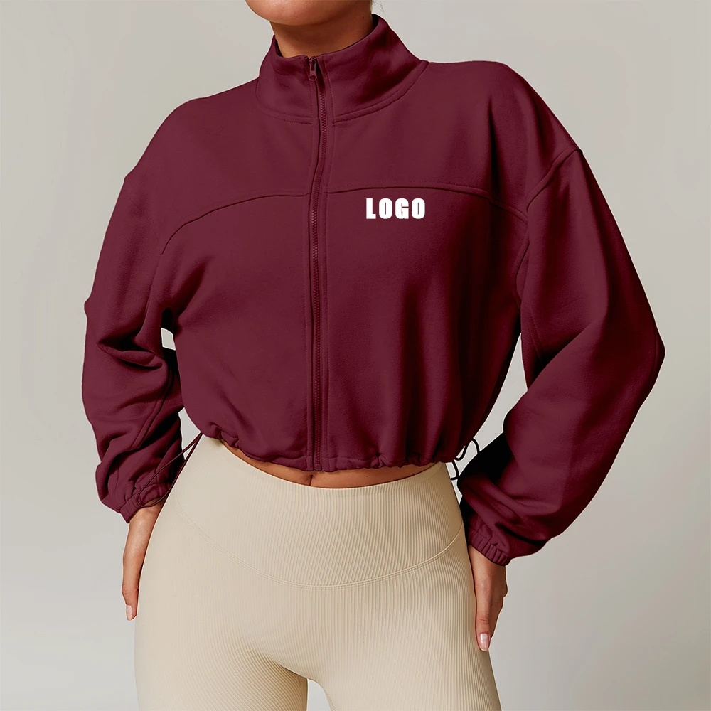 New Arrival Cropped Long Sleeve Track Women Activewear Running Workout Fitness Gym Yoga Sport Jacket