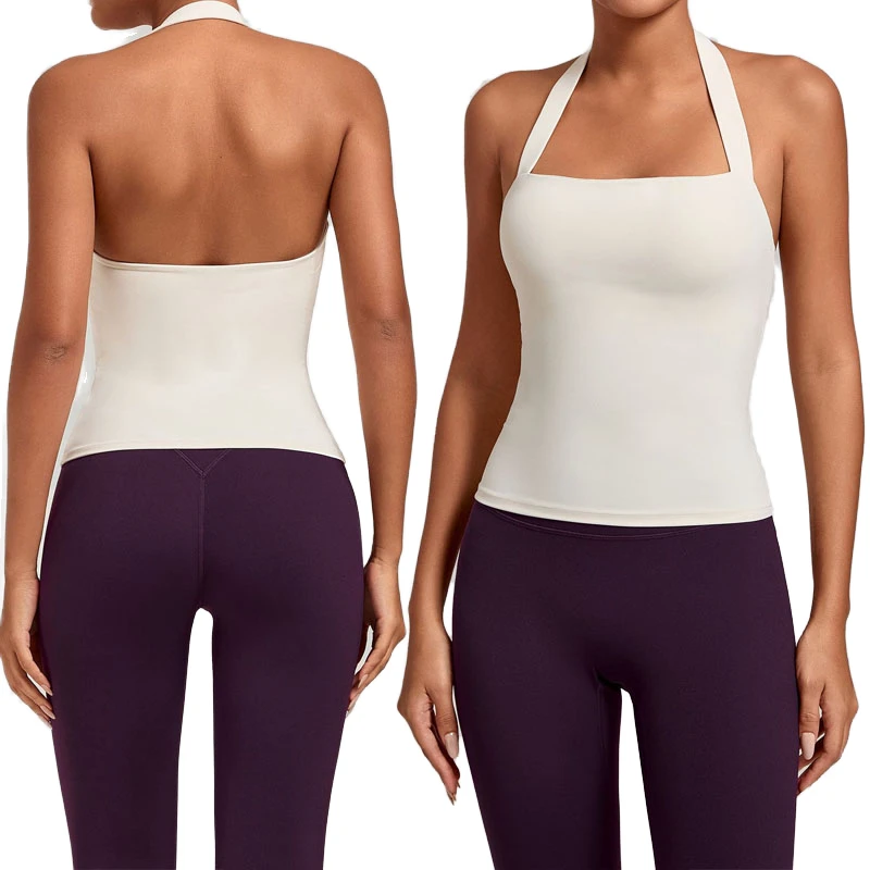 Women's Yoga Tank Top Spandex/Nylon Skinny Fit Quick Dry Square Neck Solid 160g for Running and Fitness