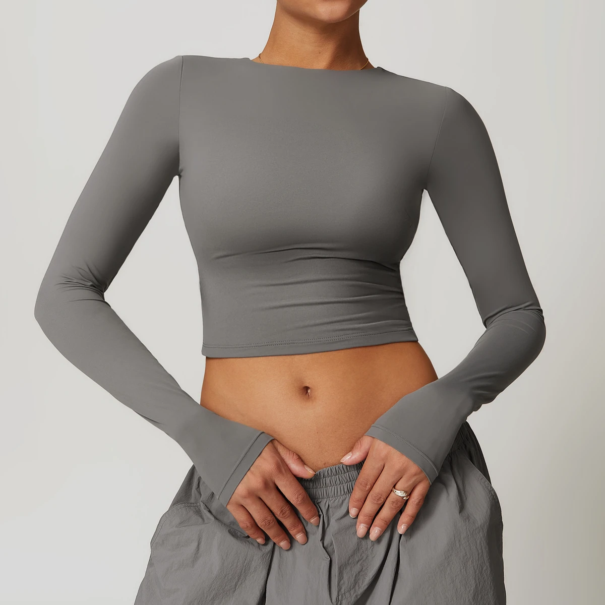 Women's Yoga Long Sleeve Crop Top Gym Sports Clothes T-shirt Low Waist Custom logo Quick Dry Long Sleeve T Shirt for Women