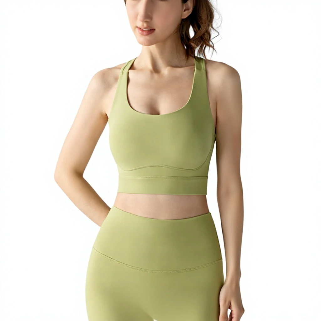 Outdoor Fitness I-shape Beautiful Back Shoulder Sports Vest Sweat-Wicking Crisscross Straps High Support Powerful Tight Yoga Bra