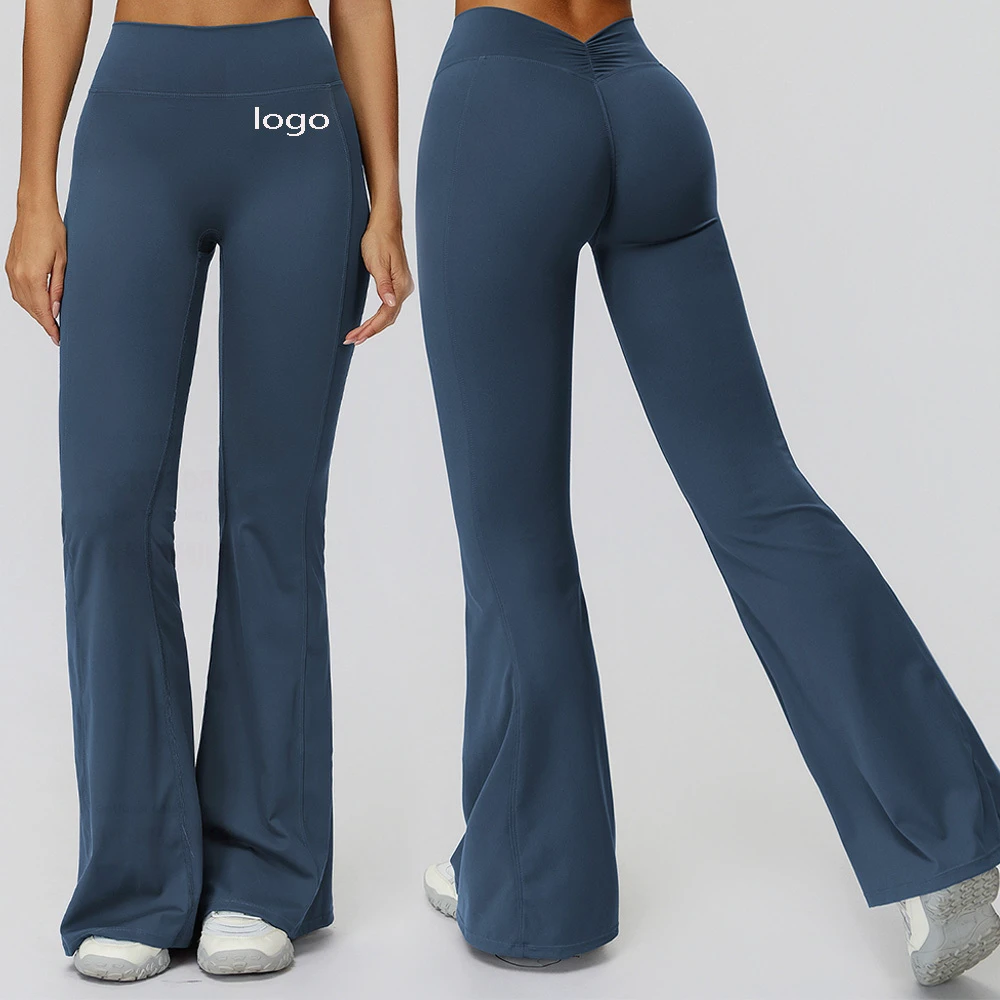 New Scrunch Flared Pants High Waist Crossed Waist Pocket Women's Sportswear Training Workout Gym Athletic Yoga Leggings