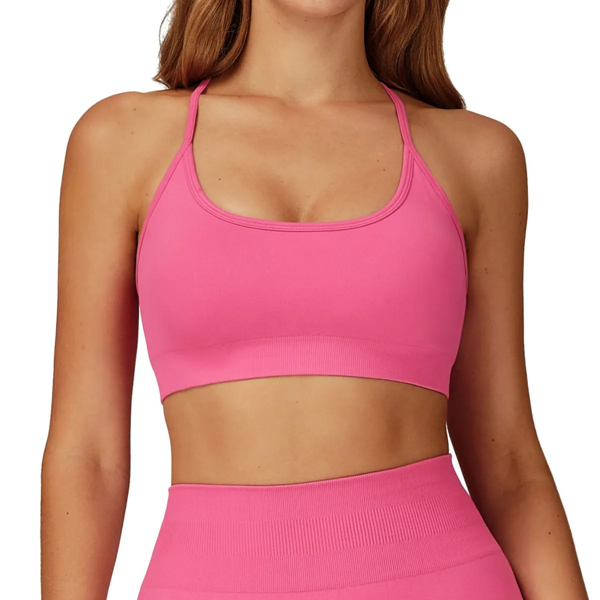 JC Women's High-Performance Sports Bra Seamless Yoga & Running Top Plus Size Fitness Wear With Back Support Line Pattern