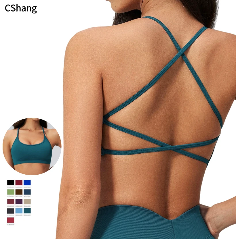 Sample Support High Elasticity Quick Dry Seamless Yoga Bra Breathable Backless Sports Bra Women Gym Activewear Top