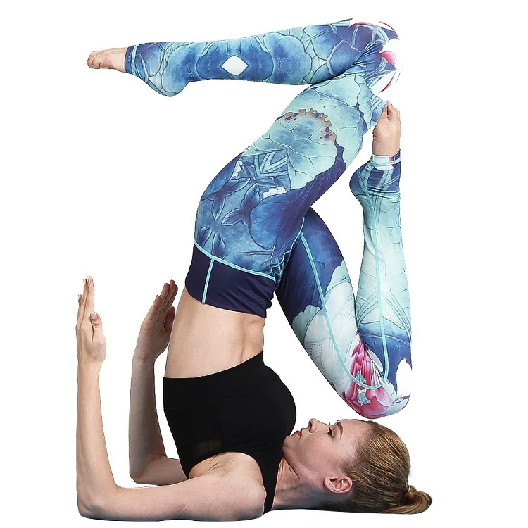 New Printed Yoga Clothes Women's Tight High Waist Hip Lifting Quick-Drying Treadle Pants European American Sports Fitness Yoga