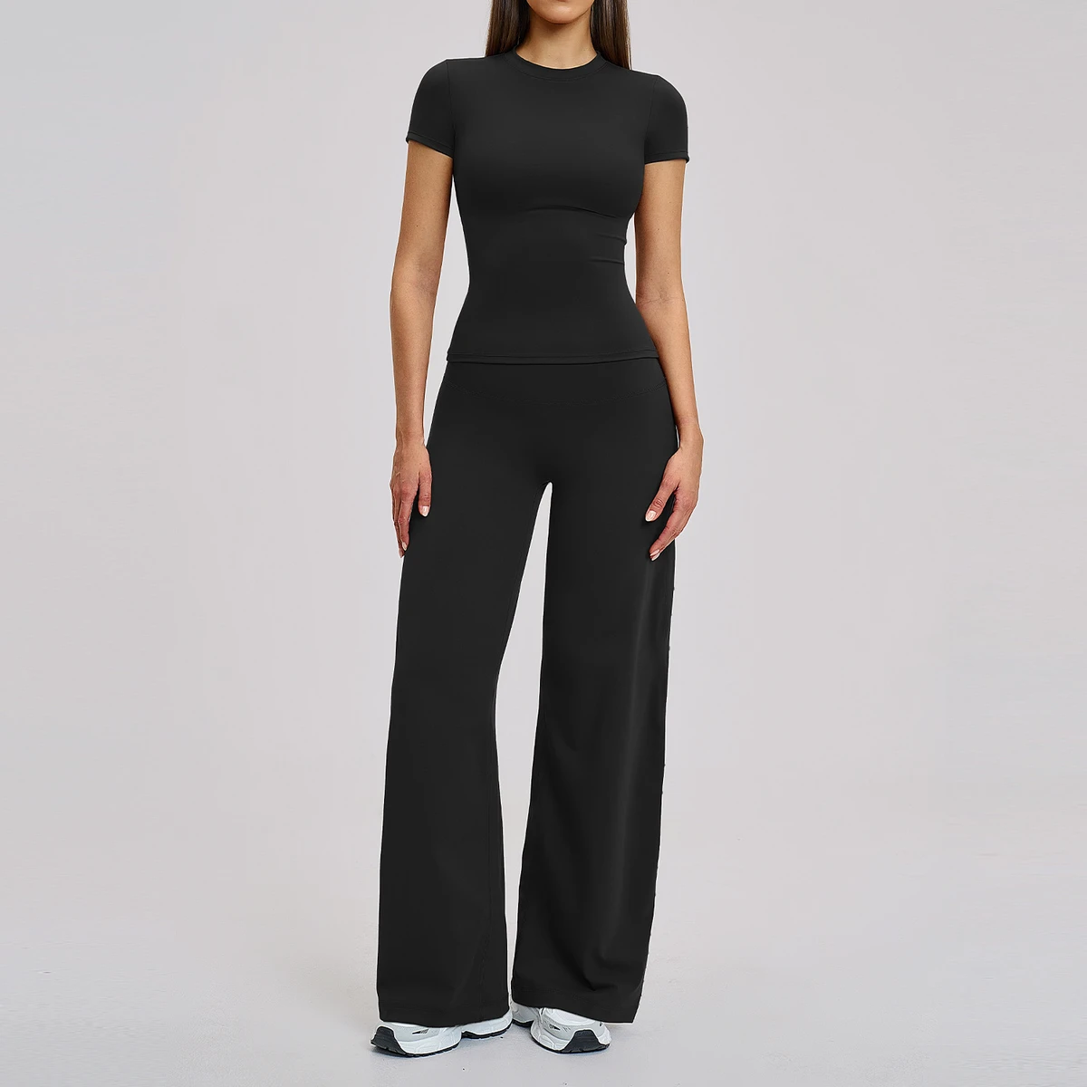 Women's Yoga Set Custom Logo Clothing Women's Two-piece Casual Pants Summer Short-sleeve Sportswear