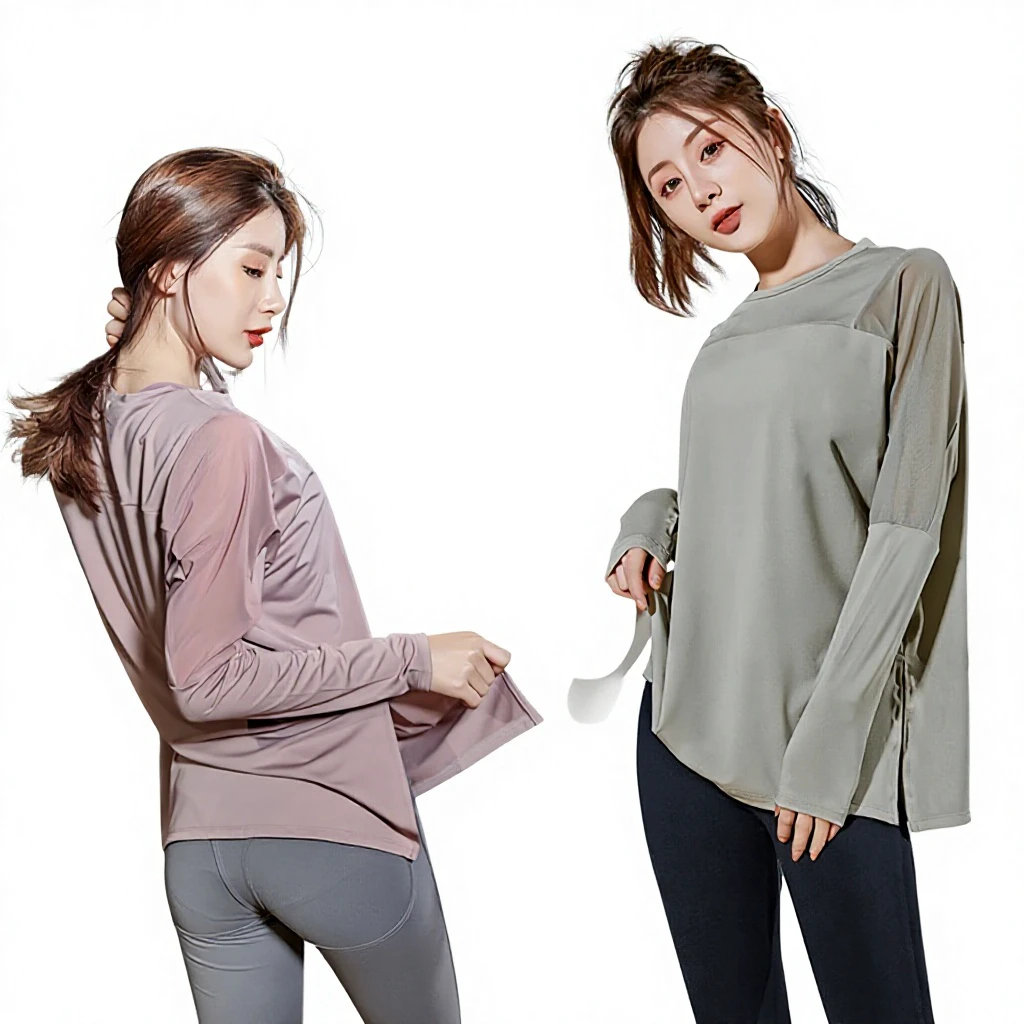 Loose Plus Size Women's Sports Running Top Internet Celebrity Autumn Winter Quick-drying Spandex/Polyester T-shirt Yoga Clothes