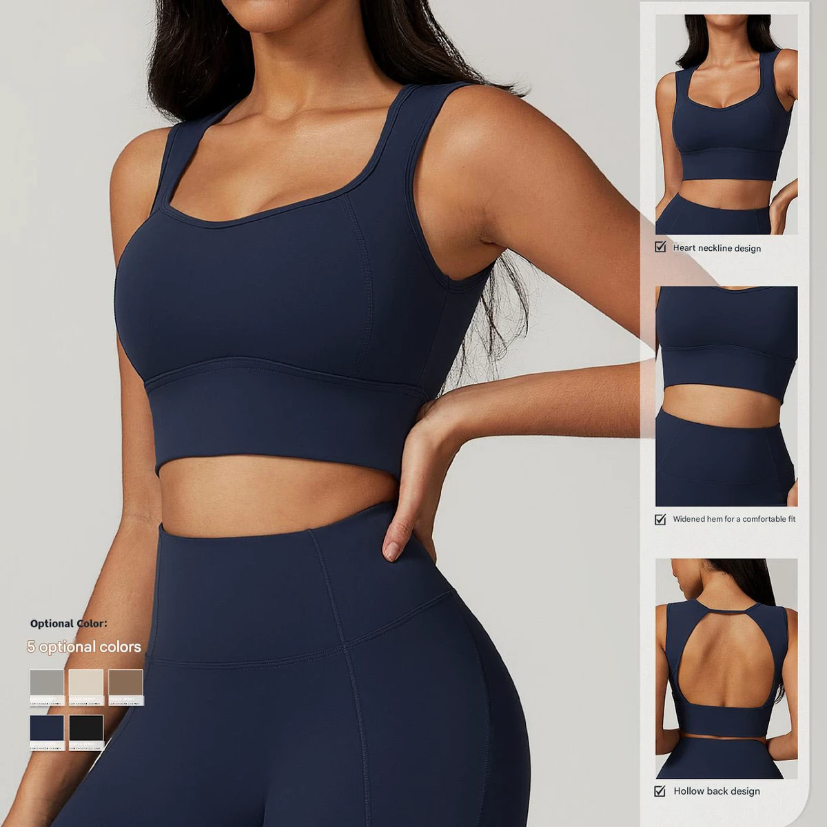 Lanyu New Women's Yoga Bra Sports Top Gym Vest High Strength Fitness Bra Short Vest Set Custom logo