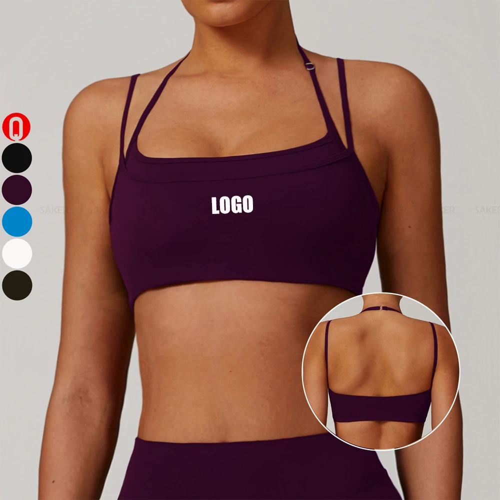 Custom Multiple Shoulders Straps Soft Woman Workout Bras Running Removable Padded Gym Backless Sports Bras