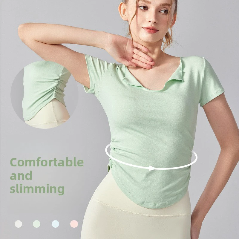 High Elastic Women's Slim Fit Quick-Drying Breathable Fitness Clothes for Yoga Pilates Daily Casual T-shirt Tops