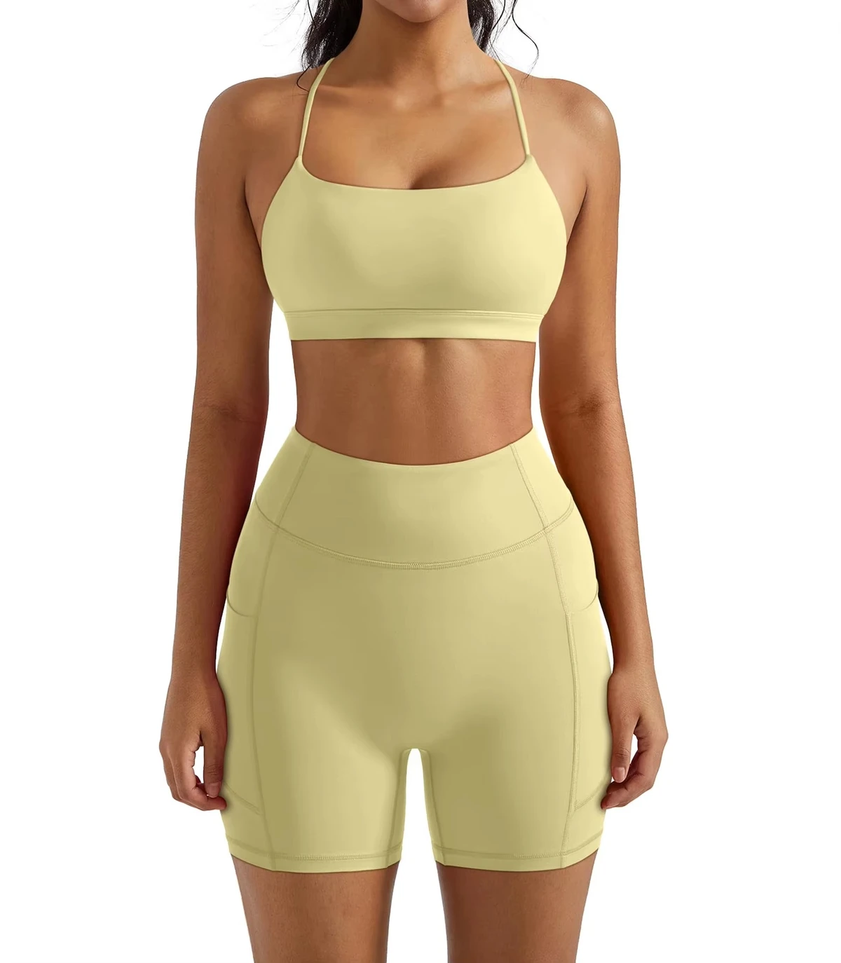 New Style Yoga 2-Piece Set Women's High Waist Quick Drying Breathable Seamless Spandex/Polyester Sports Active Wear Gym Bra