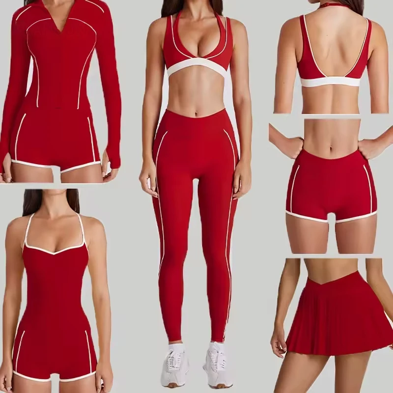 Custom High Quality Women 6 Piece Workout Yoga Set Leggings Sports Bra Shorts Activewear